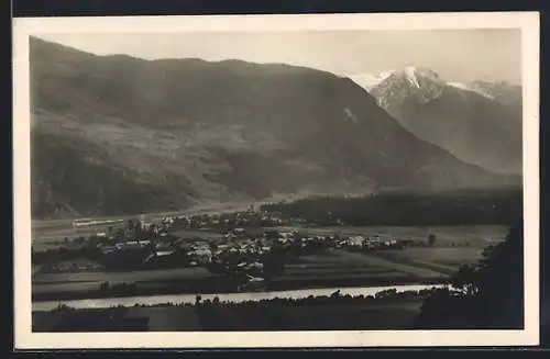 AK Haiming, Gesamtansicht mit Fluss u. Bergen aus der Vogelschau