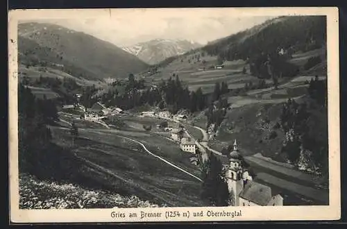 AK Gries am Brenner, Ortsansicht mit Obernbergtal