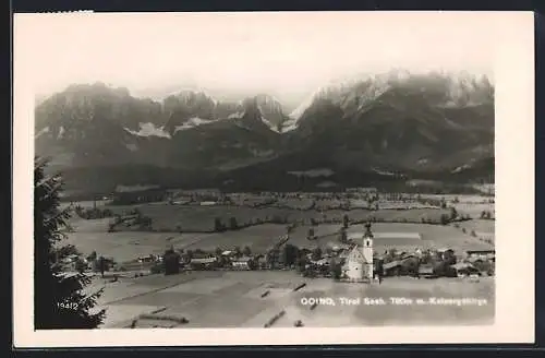 AK Going, Gesamtansicht mit Kaisergebirge aus der Vogelschau