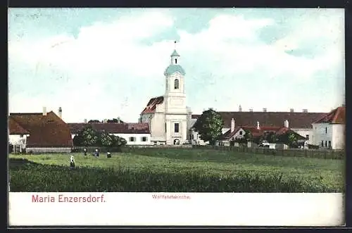 AK Maria Enzersdorf, Wallfahrtskirche vom Feld aus gesehen