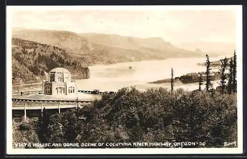 AK Columbia River Highway, OR, Vista House and Gorge Scene