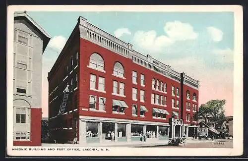 AK Laconia, NH, Masonic Building and Post Office