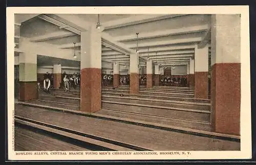 AK New York, NY, Bowling Alles, Central Young Men`s Christian Association, Brooklyn