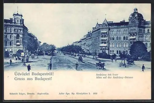 AK Budapest, Allee auf der Andrássy-Strasse