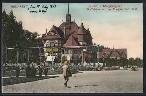 AK Budapest, Kaffehaus auf der Margarethen-Insel