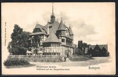 AK Budapest, Kaffehaus auf der Margarethen-Insel