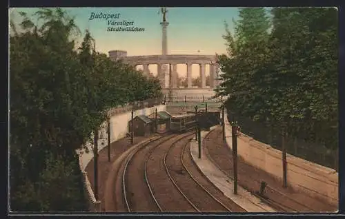 AK Budapest, Bahntrassen am Stadtwäldchen