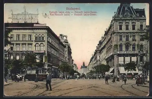 AK Budapest, Kossuth Lajos-Gasse mit Strassenbahn