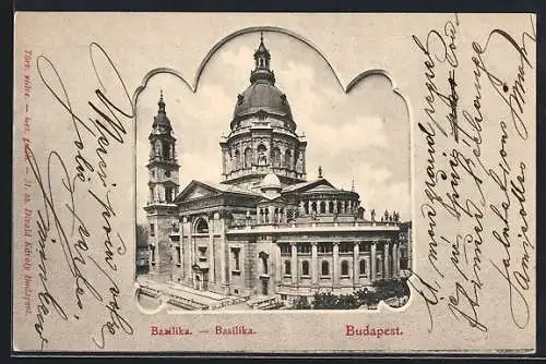 AK Budapest, Die Basilika im Passepartout