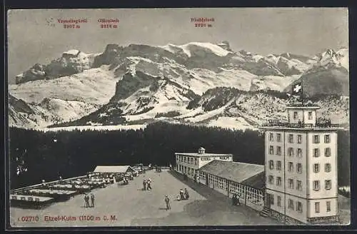 AK Etzel-Kulm, Kurhaus mit Bergpanorama