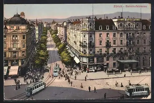 AK Zürich, Grand Hotel National in der Bahnhofstrasse