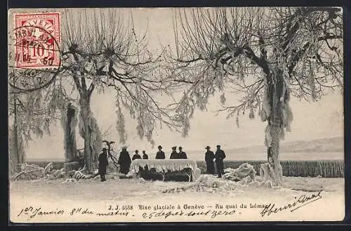 AK Genève, Bise glaciale à Genève, Au quai du Léman