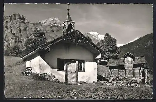 AK Bürchen, Kapelle mit Rinderhorn u. Balmhorn