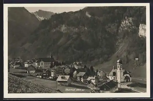 AK Melchtal, Ortsansicht mit Berghängen