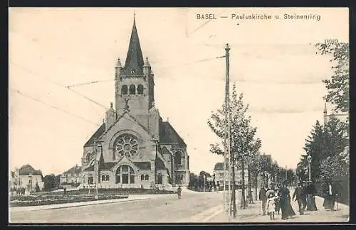 AK Basel, Pauluskirche u. Steinenring