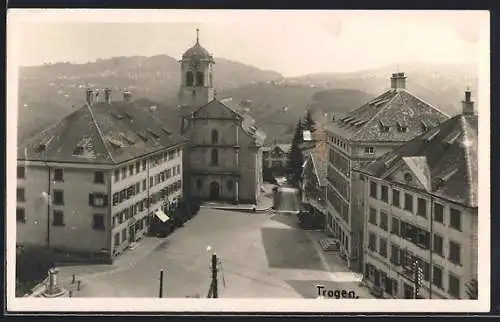 AK Trogen, Kirche und Strassenpartie aus der Vogelschau