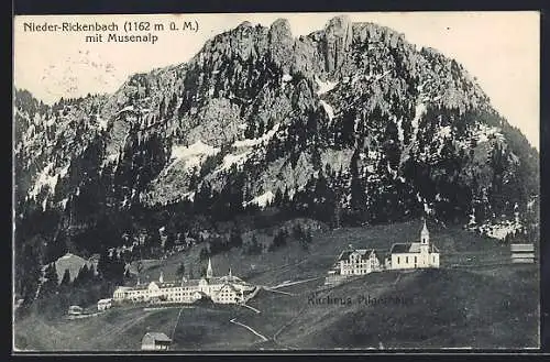 AK Nieder-Rickenbach, Ortsansicht mit Kurhaus Pilgerhaus und Musenalp