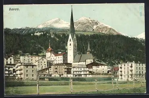 AK Davos, Blick auf Kirche