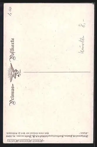 Künstler-AK Wohlgemuth & Lissner, Primus-Postkarte No. 5046, Frau auf einer grossen Wiese