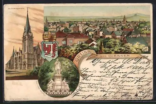 Lithographie Giessen, Die Johanneskirche, Denkmal