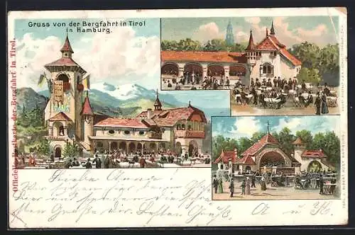 Lithographie Hamburg-St.Pauli, Gasthaus Bergfahrt in Tirol