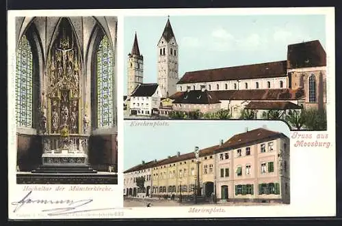 AK Moosburg, Marienplatz, Kirchenplatz, Hochaltar der Münsterkirche