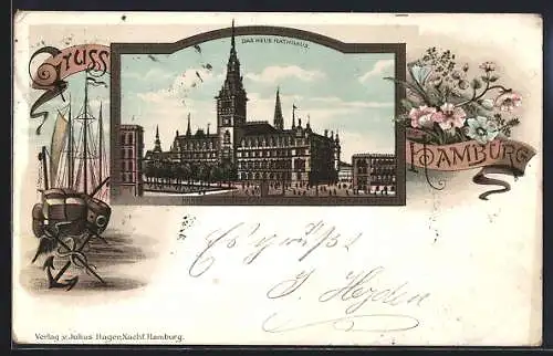 Lithographie Hamburg, Das neue Rathaus