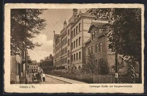 AK Idstein i. Ts., Limburger Strasse mit Baugewerkschule