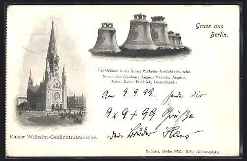 AK Berlin-Charlottenburg, Kaiser Wilhelm-Gedächtniskirche, Glocken der Kirche