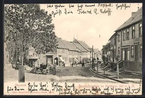 AK Benneckenstein im Hochharz, Oberstadt mit Hotel-Café Carl Werner