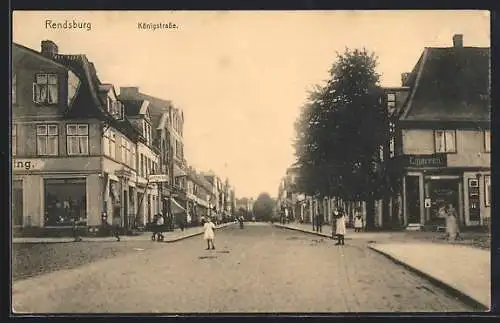 AK Rendsburg, Königstrasse mit Apotheke und Cigarren-Geschäft