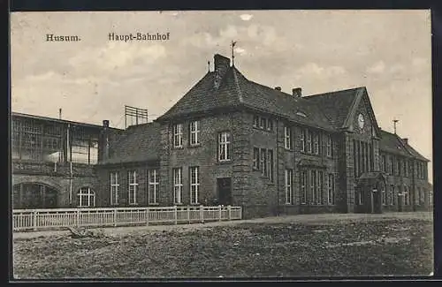 AK Husum / Nordsee, Blick zum Haupt-Bahnhof