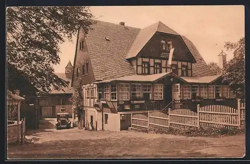 AK Freiberg / Sachsen, Strasse am Gasthaus Schrödermühle