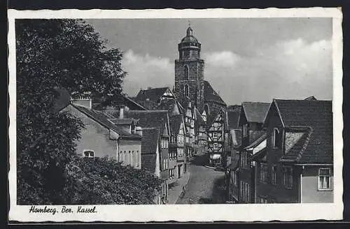 AK Homberg / Cassel, Ortspartie mit Kirche