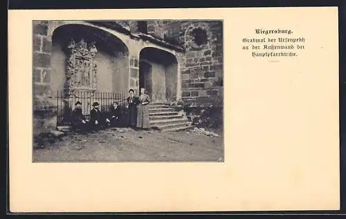 AK Riegersburg, Grabmahl der Ursenpekh an der Aussenwand der Hauptpfarrkirche