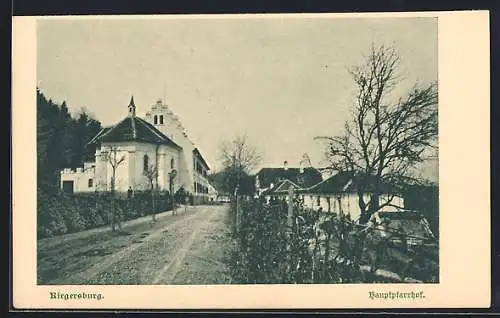 AK Riegersburg, Strassenpartie am Hauptpfarrhof