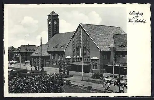 AK Oldenburg / O., Oberleitungsbus am Hauptbahnhof