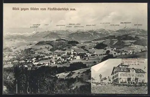 AK Heiden, Blick gegen Süden, Gasthaus Fünfländerblick