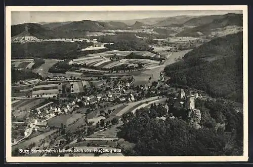 AK Erlenbach / Pfalz, Burg Berwartstein, Fliegeraufnahme