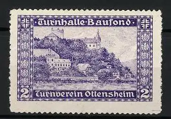 Reklamemarke Ottensheim, Turnhalle Baufond, Landschaftsansicht