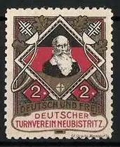 Reklamemarke Neubistritz, Deutscher Turnverein, Porträt Friedrich-Ludwig Jahn