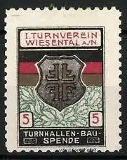 Reklamemarke Wiesental, Turnhallen-Bau Spende, Wappen mit stilisiertem Kreuz