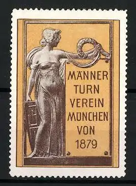 Reklamemarke München, Männer Turn Verein von 1879, Frau mit Kranz