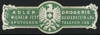 Reklamemarke Schierstein, Adler-Drogerie, Adler-Emblem