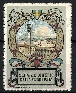 Reklamemarke Verona, Servizio Diretto della Pubblicità, Stadtsymbol mit Turm und Gebäude