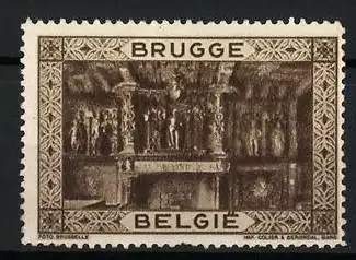 Reklamemarke Brugge, Belgie, historische Architektur