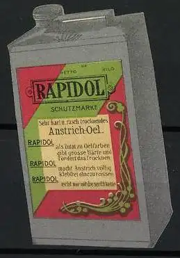 Reklamemarke Rapidol Anstrich-Oel, Ölkanister mit Schutzmarke