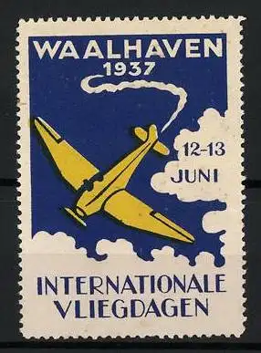 Reklamemarke Waalhaven, Internationale Vliegdagen 1937, Flugzeug im Himmel