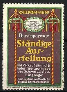 Reklamemarke Freiburg, Schwarzwald Industrie Ausstellung, Ausstellungsbanner