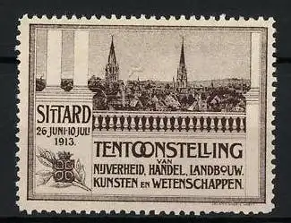 Reklamemarke Sittard, Tentoonstelling 1913, Stadtansicht mit Türmen